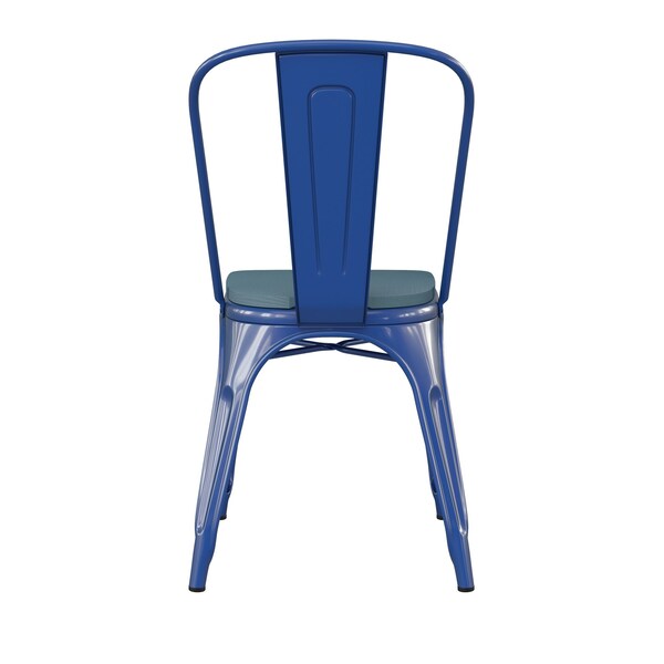 Flash Furniture Blue Metal Stack Chair with Teal Poly Resin Seat - CH-31230-BL-PL1C-GG