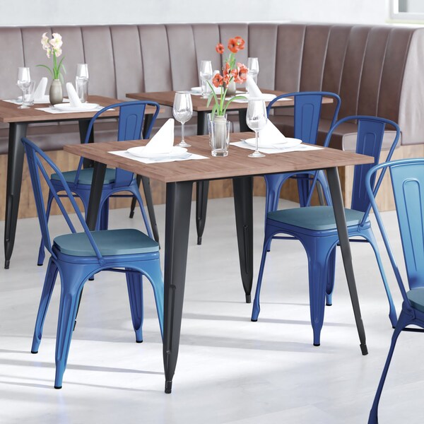 Flash Furniture Blue Metal Stack Chair with Teal Poly Resin Seat - CH-31230-BL-PL1C-GG