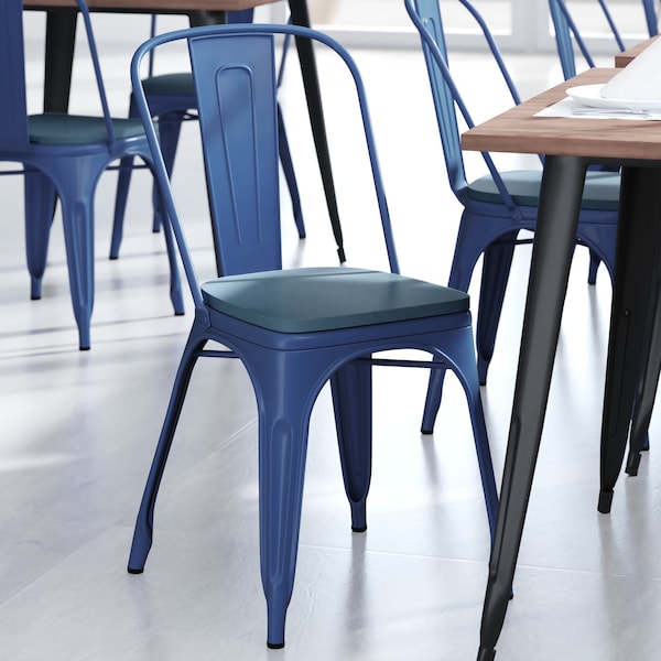 Flash Furniture Blue Metal Stack Chair with Teal Poly Resin Seat - CH-31230-BL-PL1C-GG