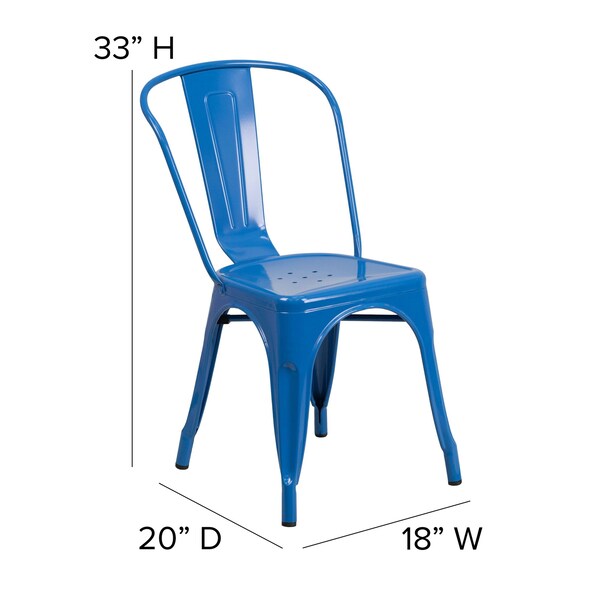 Flash Furniture Blue Metal Stack Chair with Teal Poly Resin Seat - CH-31230-BL-PL1C-GG