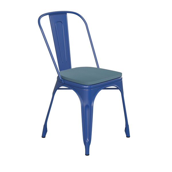 Flash Furniture Blue Metal Stack Chair with Teal Poly Resin Seat - CH-31230-BL-PL1C-GG