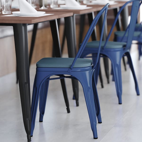 Flash Furniture Blue Metal Stack Chair with Teal Poly Resin Seat - CH-31230-BL-PL1C-GG