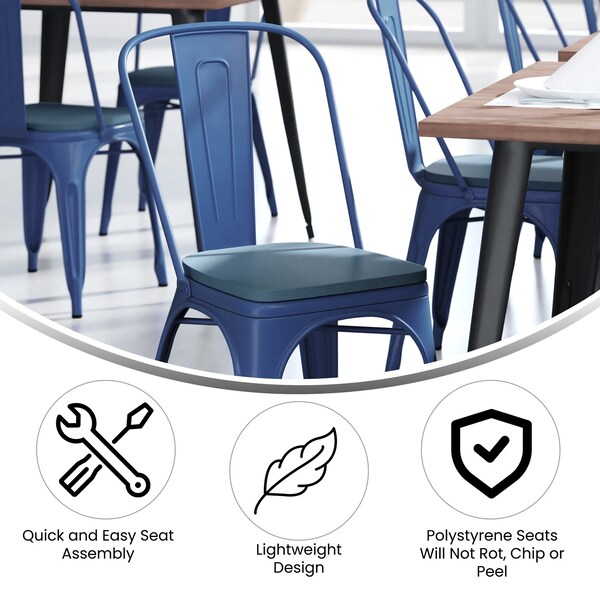 Flash Furniture Blue Metal Stack Chair with Teal Poly Resin Seat - CH-31230-BL-PL1C-GG