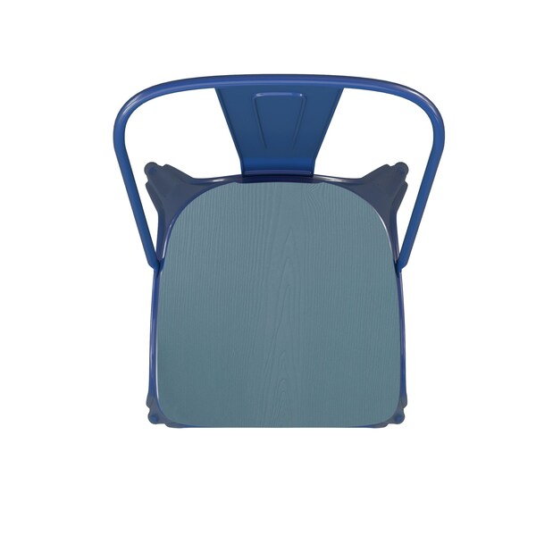 Flash Furniture Blue Metal Stack Chair with Teal Poly Resin Seat - CH-31230-BL-PL1C-GG