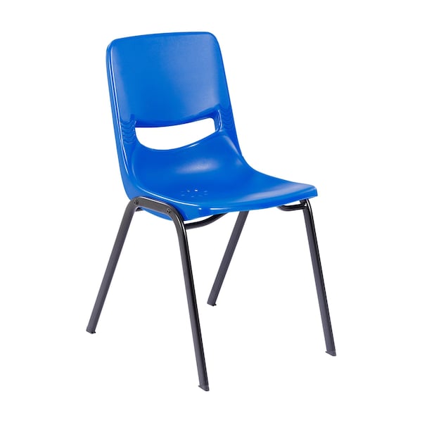 Flash Furniture HERCULES HD Comfort Classroom Stack Chair w/Powder-Coated Frame and Navy Ergonomic Back and Seat - SF-CH003-NVY-BLK-GG