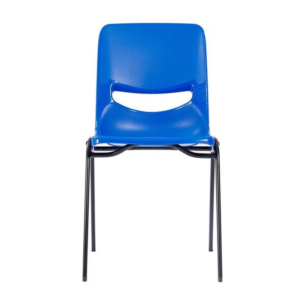 Flash Furniture HERCULES HD Comfort Classroom Stack Chair w/Powder-Coated Frame and Navy Ergonomic Back and Seat - SF-CH003-NVY-BLK-GG