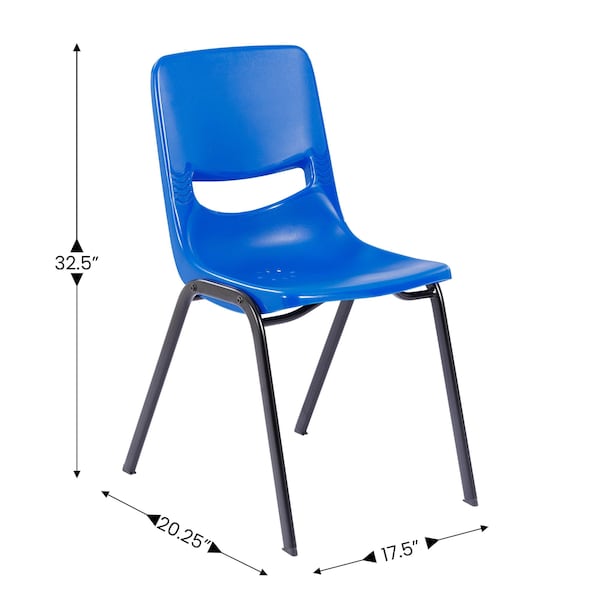 Flash Furniture HERCULES HD Comfort Classroom Stack Chair w/Powder-Coated Frame and Navy Ergonomic Back and Seat - SF-CH003-NVY-BLK-GG