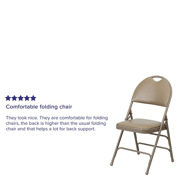 Flash Furniture Fldng Chair w/Easy Carry Hnldl, Beige Vnl - HA-MC705AV-3-BGE-GG
