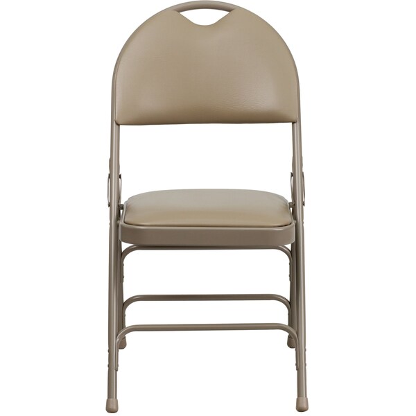 Flash Furniture Fldng Chair w/Easy Carry Hnldl, Beige Vnl - HA-MC705AV-3-BGE-GG