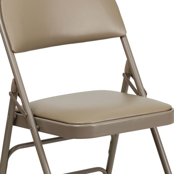 Flash Furniture Fldng Chair w/Easy Carry Hnldl, Beige Vnl - HA-MC705AV-3-BGE-GG