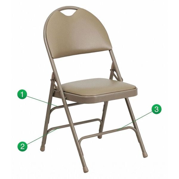 Flash Furniture Fldng Chair w/Easy Carry Hnldl, Beige Vnl - HA-MC705AV-3-BGE-GG