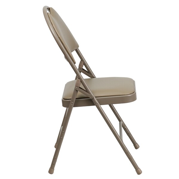 Flash Furniture Fldng Chair w/Easy Carry Hnldl, Beige Vnl - HA-MC705AV-3-BGE-GG