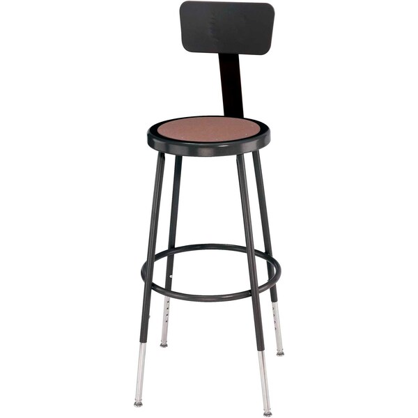 Interion By Global Industrial Interion Steel Shop Stool w/Backrest & Hardboard Seat, Adjustable Height 25in-33in -Black, 2PK - B1574493