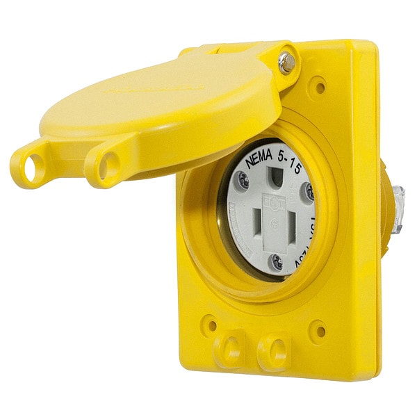 Hubbell 15A Straight Blade Receptacle, Duplex, 5-15R, 125V, White - HBL60W47