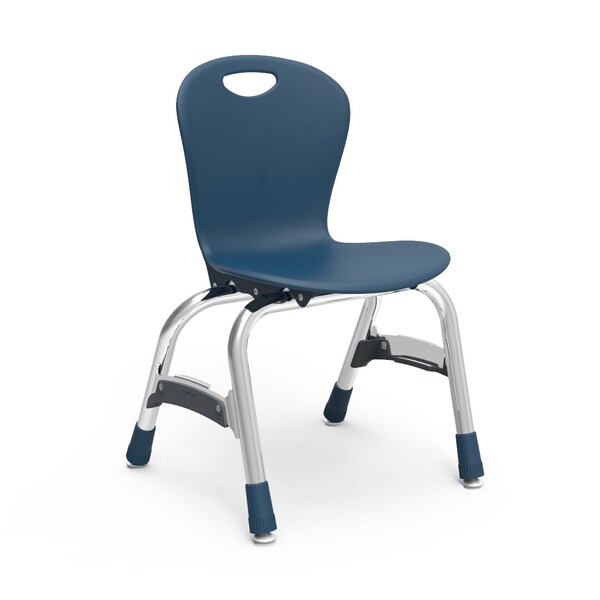 Virco ZUMA Series 13" Classroom Chair, Kindergarten - 1st Grade with Nylon Glides - Navy Seat - ZU413