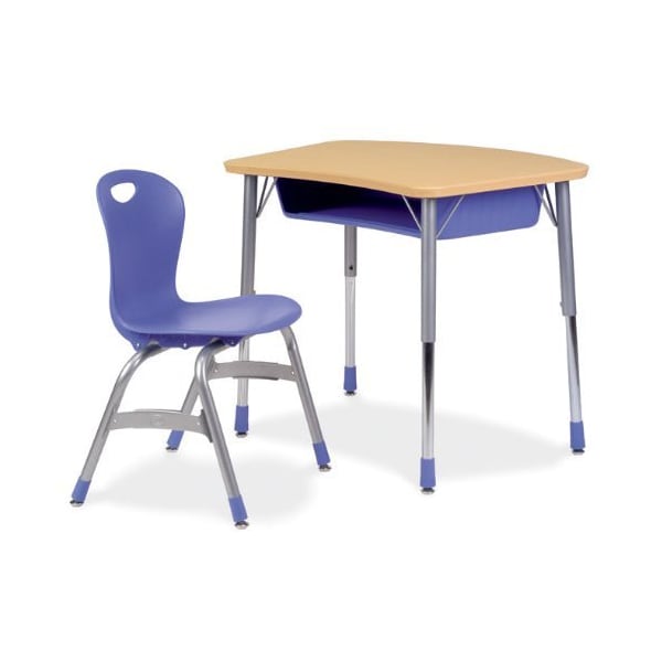 Virco ZUMA Series 13" Classroom Chair, Kindergarten - 1st Grade with Nylon Glides - Navy Seat - ZU413