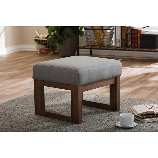 Baxton Studio Yashiya Mid-century Grey Upholstered Ottoman Stool - 123-6819