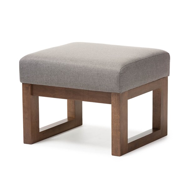 Baxton Studio Yashiya Mid-century Grey Upholstered Ottoman Stool - 123-6819