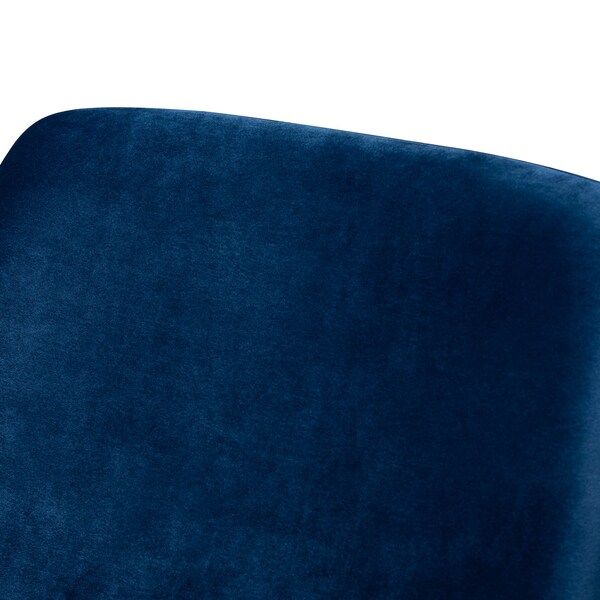 Baxton Studio Sennet Navy Blue Velvet Upholstered Gold Finished Armchair - 160-9910