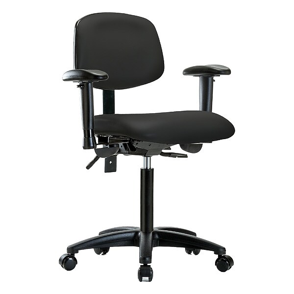 Zoro Select Medium Bench Chair Ergonomic Chair, Adjustable Arms, 21" to 28-1/4" Height, Vinyl, Colonial Blue - BR-VMBCH-RG-T1-A1-NF-RC-8540