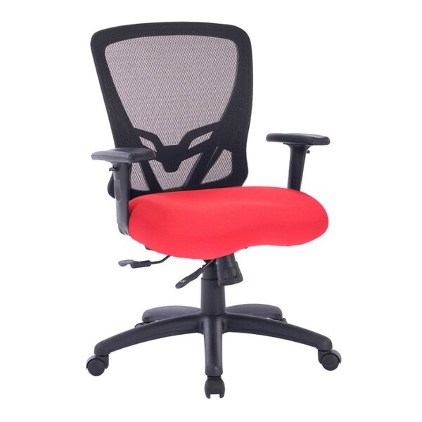 We'Re It Zapp Series Black Mesh Back Adjustable Task Chair with Seat Slide, Red Fabric Seat and Black Frame - OFD501F-RED