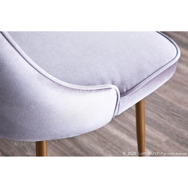Lumisource Marcel Dining Chair with Gold Frame and Silver Velvet Fabric, PK 2 - DC-MARCL AU+SV2
