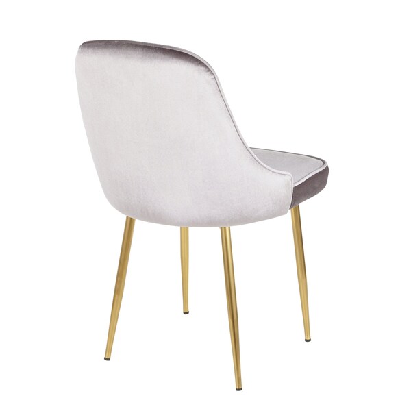 Lumisource Marcel Dining Chair with Gold Frame and Silver Velvet Fabric, PK 2 - DC-MARCL AU+SV2