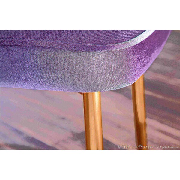 Lumisource Marcel Dining Chair with Gold Frame and Silver Velvet Fabric, PK 2 - DC-MARCL AU+SV2