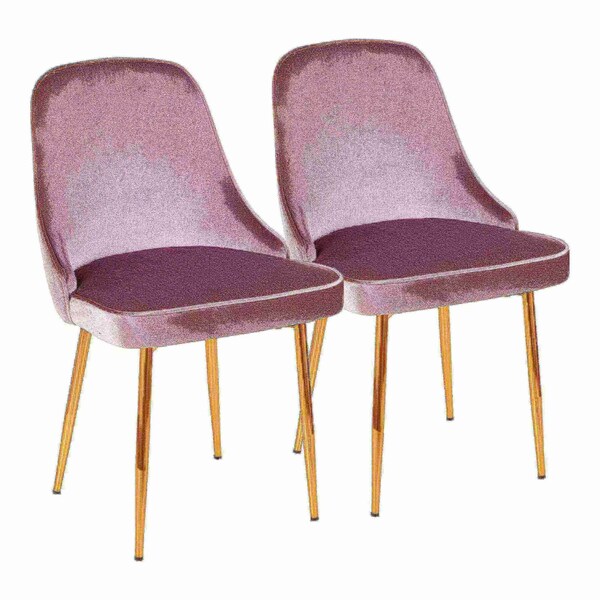 Lumisource Marcel Dining Chair with Gold Frame and Silver Velvet Fabric, PK 2 - DC-MARCL AU+SV2