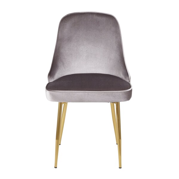 Lumisource Marcel Dining Chair with Gold Frame and Silver Velvet Fabric, PK 2 - DC-MARCL AU+SV2