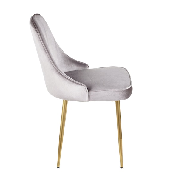 Lumisource Marcel Dining Chair with Gold Frame and Silver Velvet Fabric, PK 2 - DC-MARCL AU+SV2