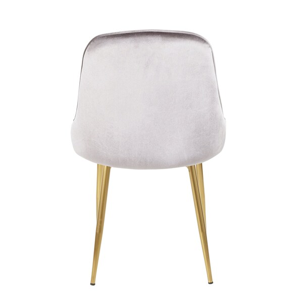 Lumisource Marcel Dining Chair with Gold Frame and Silver Velvet Fabric, PK 2 - DC-MARCL AU+SV2