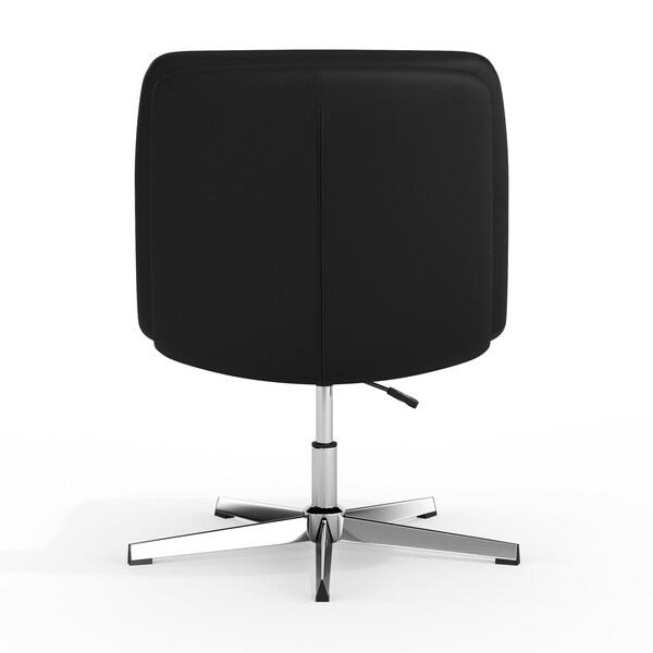 Flash Furniture Chloe Wide Mid-Back Black Padded LeatherSoft Armless Office Chair, Swivel Function, Chrome Frame - CH-232196-BK-GG