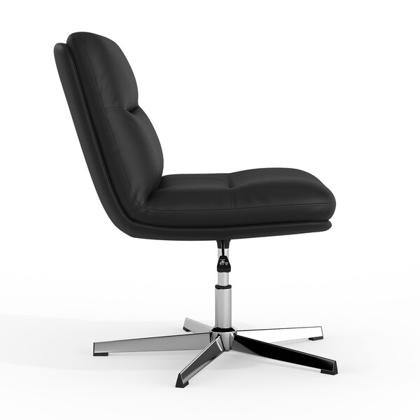 Flash Furniture Chloe Wide Mid-Back Black Padded LeatherSoft Armless Office Chair, Swivel Function, Chrome Frame - CH-232196-BK-GG