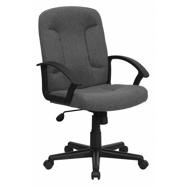 Flash Furniture Contemporary Chair Gray Mid-Back Exec Chair, Fixed Arms, 17-1/4" to 21-1/4" Height, Fabric, Gray - GO-ST-6-GY-GG