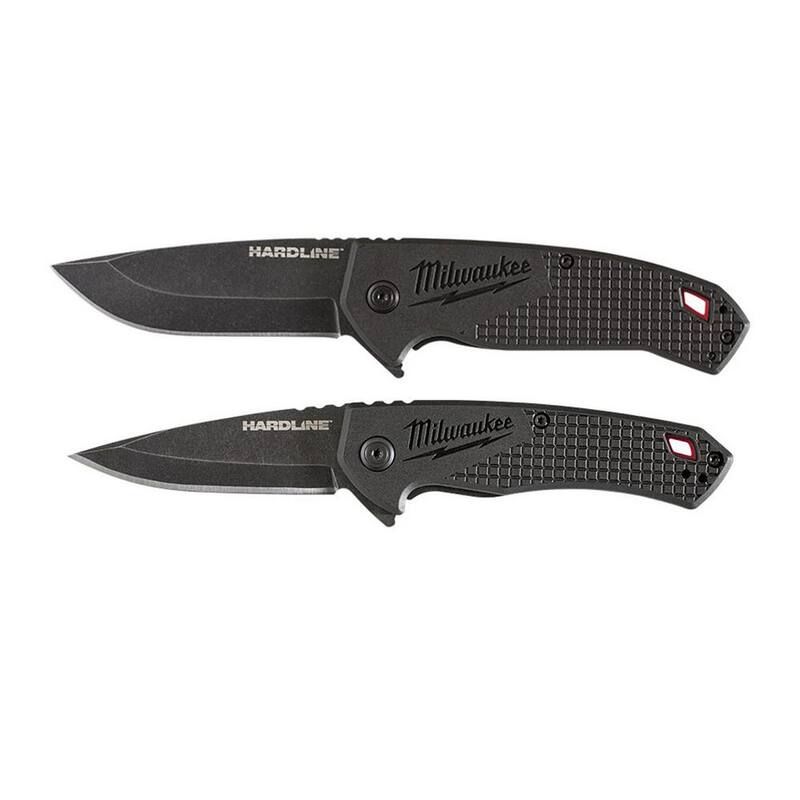 Milwaukee 3 in. Hardline D2 Steel Smooth Blade Pocket Folding Knife & 2.5 in. Hardline D2 Steel Smooth Blade Pocket Folding Knife - 48-22-1994-48-22-1997
