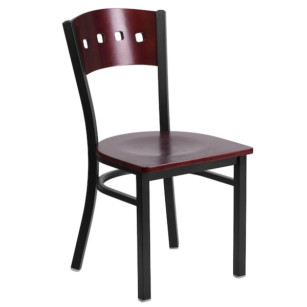 Flash Furniture Bk/Mah 4 Sqr Chair-Wood Seat - 2-XU-DG-6Y1B-MAH-MTL-GG