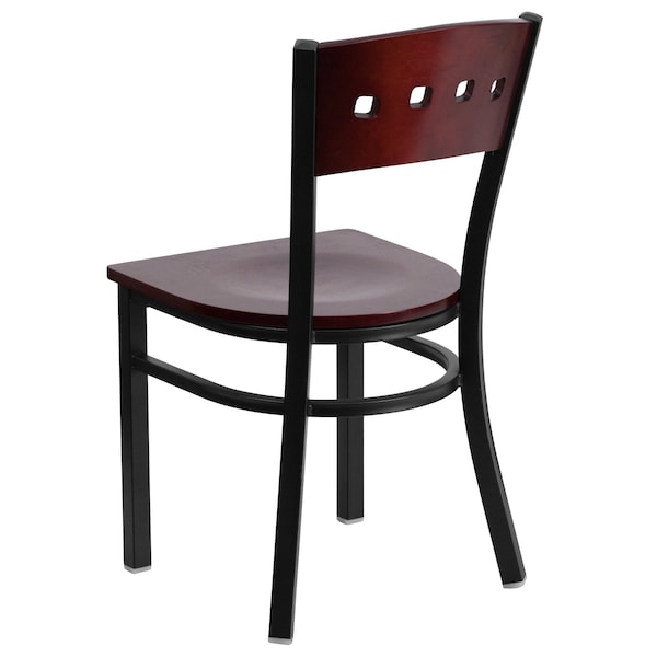Flash Furniture Bk/Mah 4 Sqr Chair-Wood Seat - 2-XU-DG-6Y1B-MAH-MTL-GG