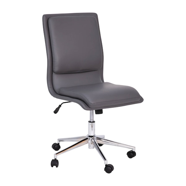 Flash Furniture Gray Mid-Back Armless LeatherSoft Office Chair - GO-21111-GY-GG