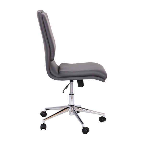 Flash Furniture Gray Mid-Back Armless LeatherSoft Office Chair - GO-21111-GY-GG