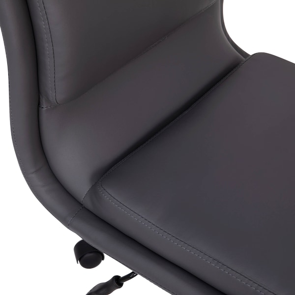 Flash Furniture Gray Mid-Back Armless LeatherSoft Office Chair - GO-21111-GY-GG