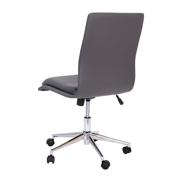 Flash Furniture Gray Mid-Back Armless LeatherSoft Office Chair - GO-21111-GY-GG
