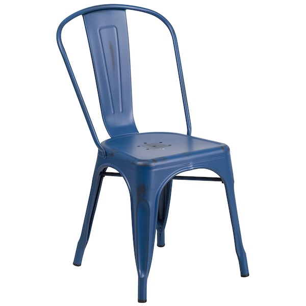 Flash Furniture Contemporary Stackable Chair, Blue Back, 17-3/4 in W 20" L 33-1/2" H - ET-3534-AB-GG