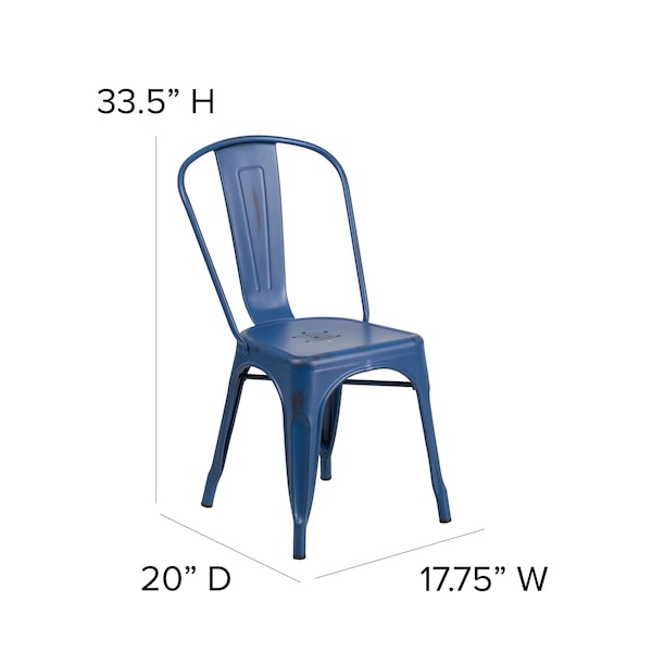 Flash Furniture Contemporary Stackable Chair, Blue Back, 17-3/4 in W 20" L 33-1/2" H - ET-3534-AB-GG