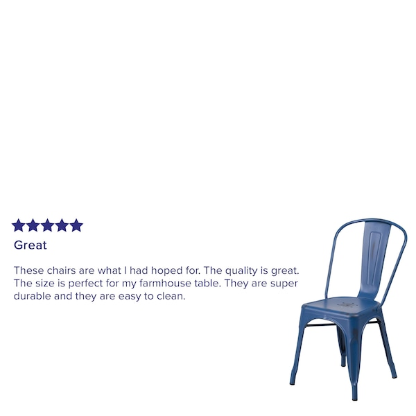 Flash Furniture Contemporary Stackable Chair, Blue Back, 17-3/4 in W 20" L 33-1/2" H - ET-3534-AB-GG