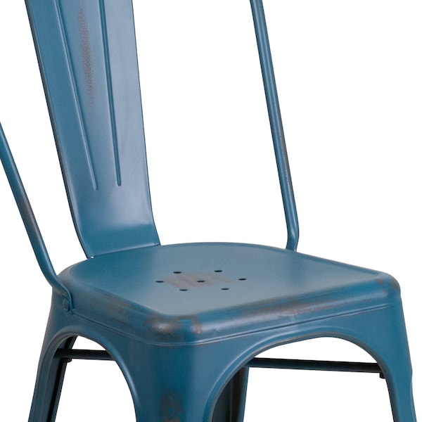 Flash Furniture Contemporary Stackable Chair, Blue Back, 17-3/4 in W 20" L 33-1/2" H - ET-3534-AB-GG