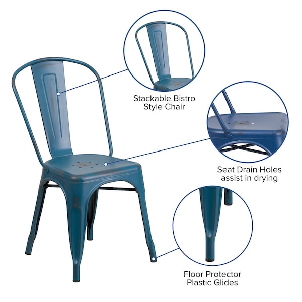 Flash Furniture Contemporary Stackable Chair, Blue Back, 17-3/4 in W 20" L 33-1/2" H - ET-3534-AB-GG
