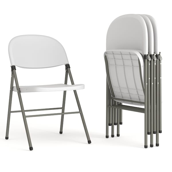 Flash Furniture 330 lb. Capacity White Plastic Folding Chair, 4PK - 4-DAD-YCD-70-WH-GG