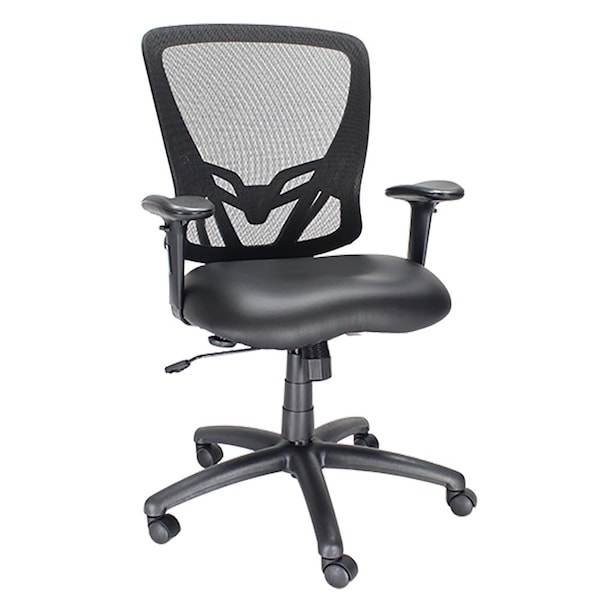 We'Re It We're it, Zapp Series Black Mesh Back Adjustable Task Chair with Black Eco Seat and Black Frame - OFD500F-ECB
