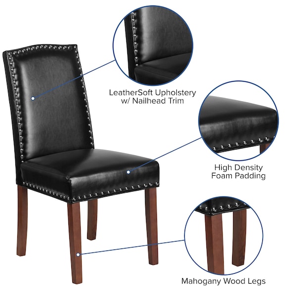 Flash Furniture Hercules Hampton Hill Parsons Chair, 19-1/2 in W 26-3/4" L 38-1/2" H - QY-A13-9349-BK-GG